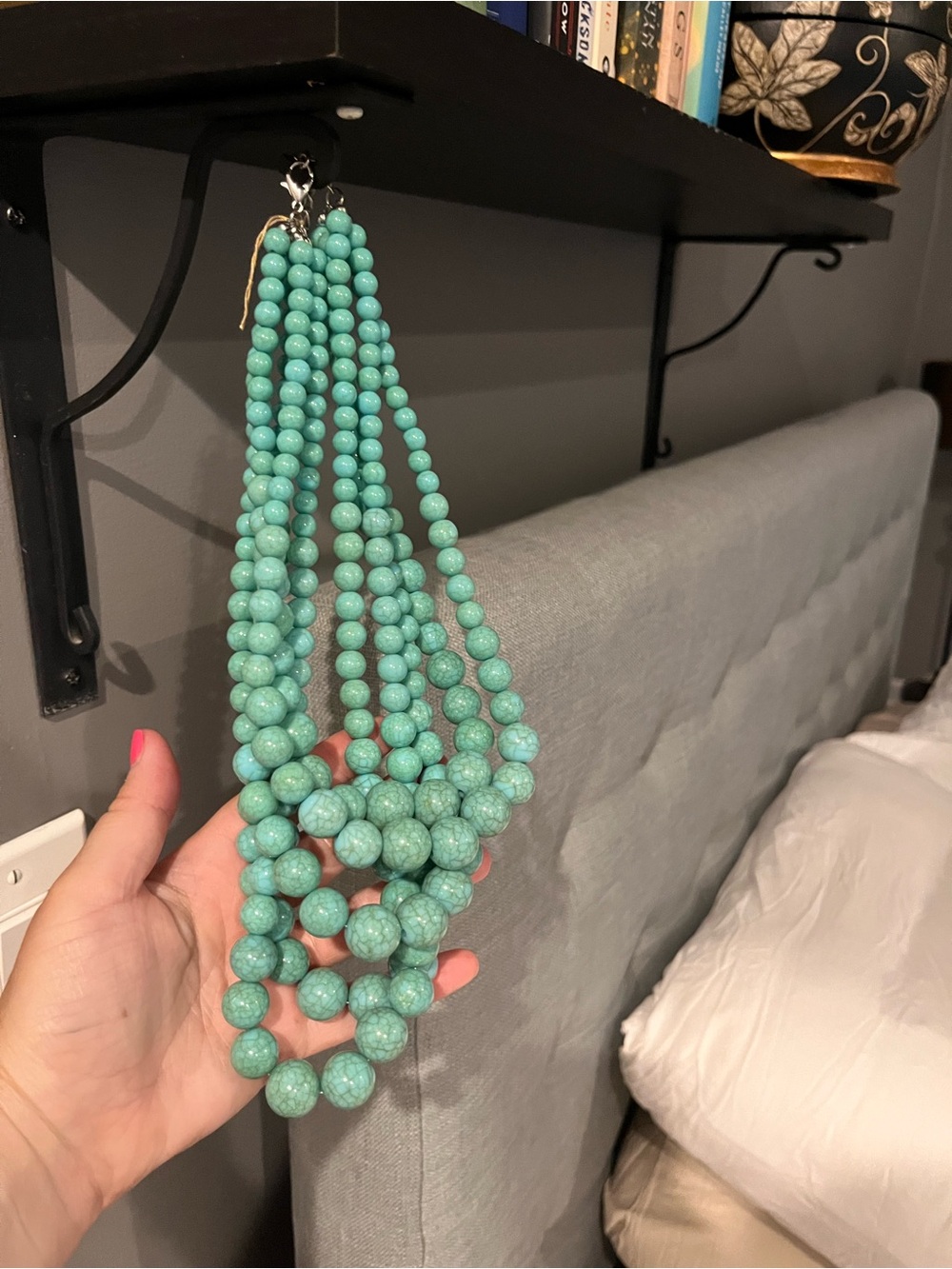 Turquoise Beaded Multi-Strand Statement Necklace - Women Jewelry